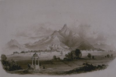 Saloombra (Salumbar, Udaipur State) (lápis e lavagem no papel) de English School English School